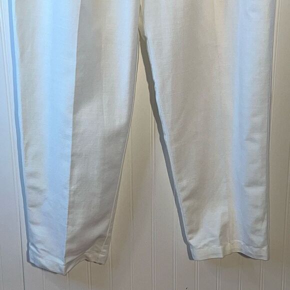 Elisabeth by Liz Claiborne Pleat Front Pants Women’s 16 White Linen/Cotton Blend - Picture 4 of 9